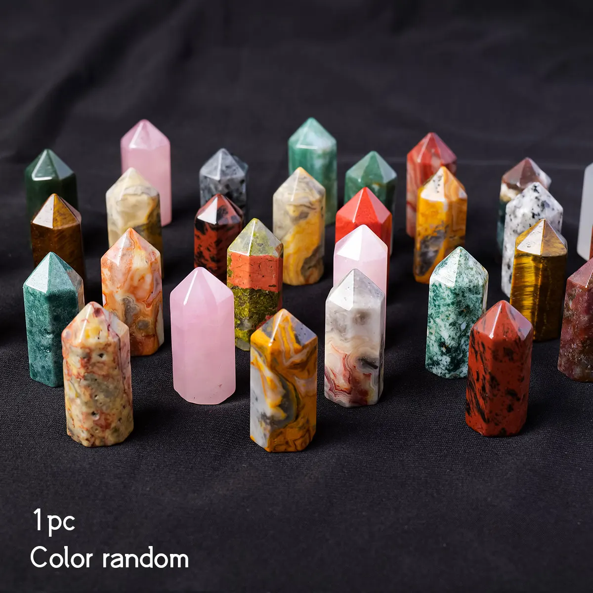 35mm Crystal Points Wands Set Natural Carved 6 Faceted Point Prism Wand Reiki Healing Crystals Chakra Stones Figurine Meditation