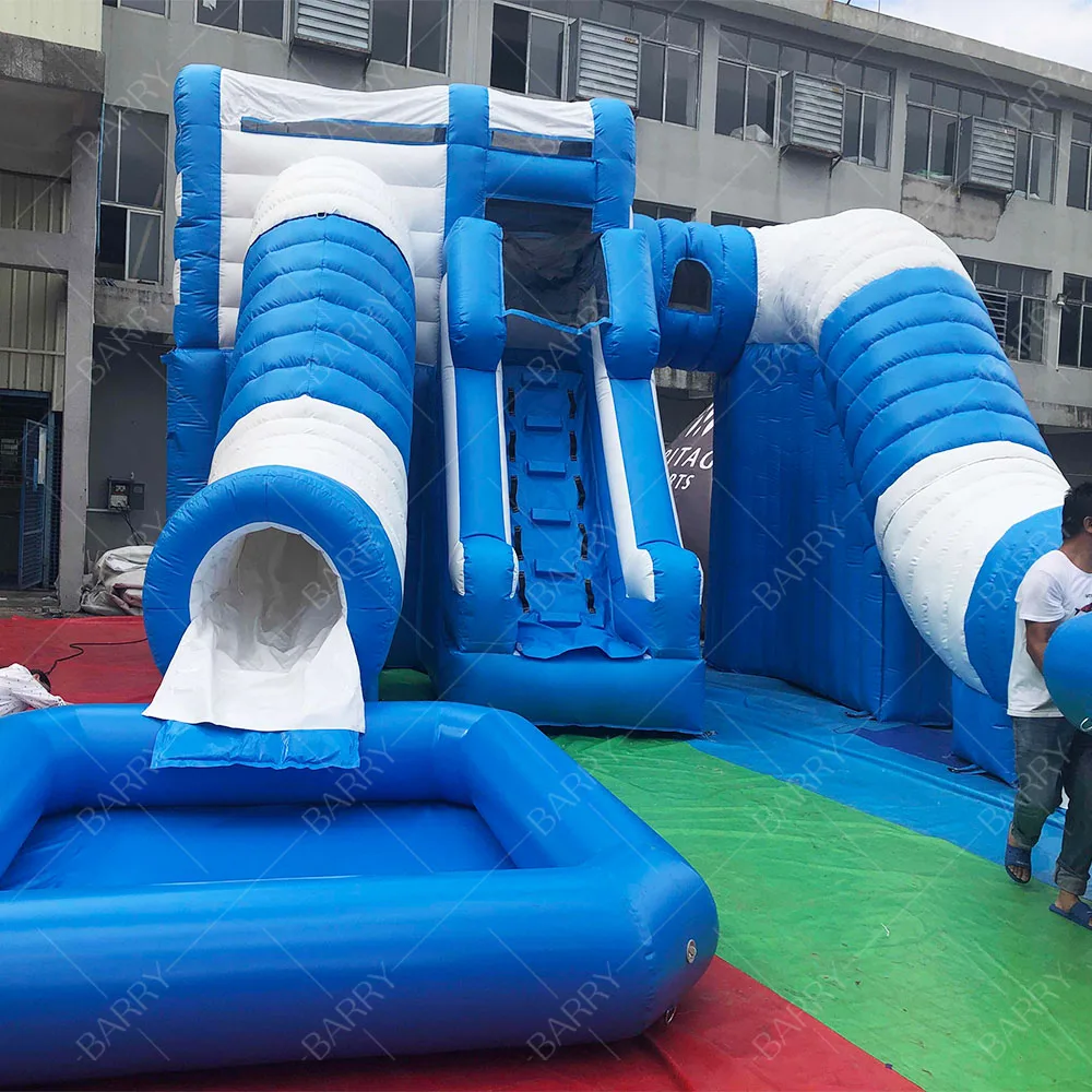 

Commercial Water Park Waterslide Inflatable Kids Slide Pvc Toy Custom Inflatable Multiple Slides Children Water Slide With Pool