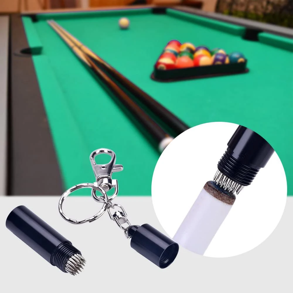 Ponta de Bilhar Preto Cue Shaper com Chaveiro, Metal Agulha Espinho Ferramenta, Pool Stick Pick, Snooker Acessórios