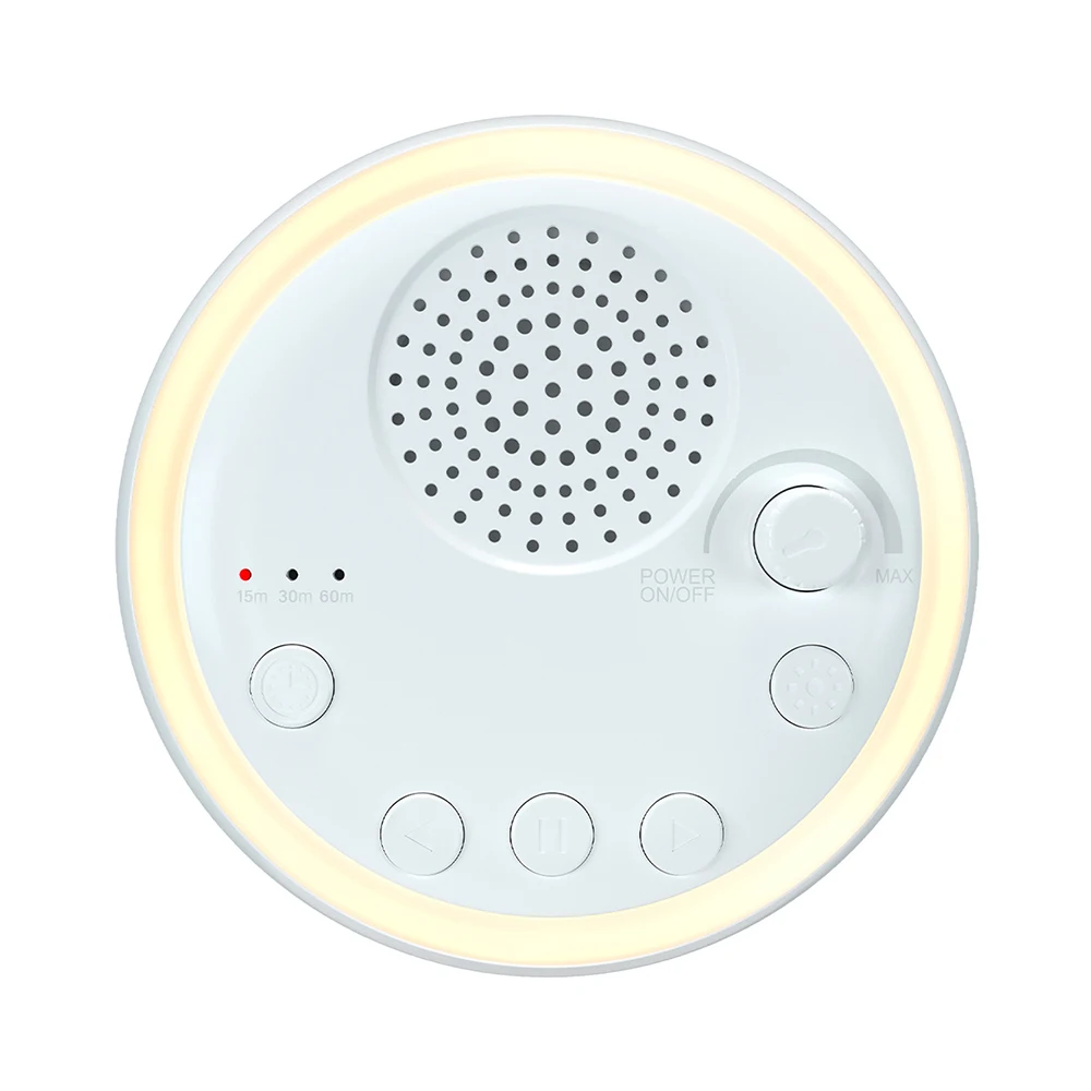 سطح المكتب آلة الضوضاء البيضاء آلة نوم الطفل الصغيرة المدمج في ضوء الليل 16 أصوات مهدئة 15/30/60 دقيقة الموقت مع الحبل USB C