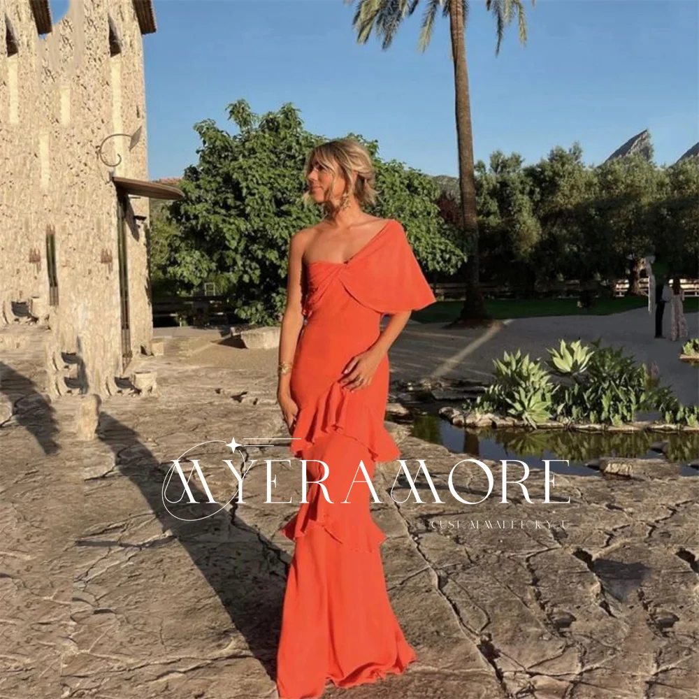 

Sexy One Shoulder Evening Dress Pleated Mermaid Ruffles Women Elegant Prom Dresses Formal Gowns Wedding Guest Dresses Customized
