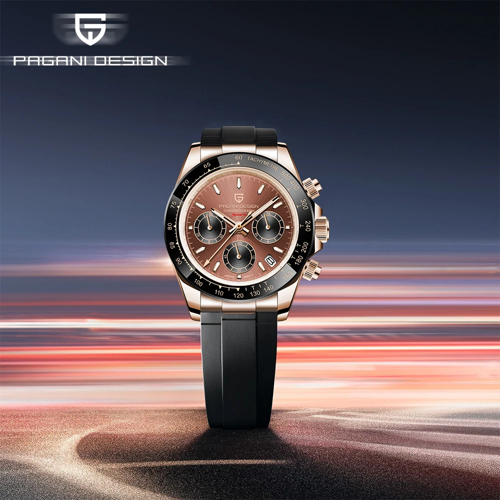 

Новые роскошные часы PAGANI DESIGN VK63, кварцевые часы, резиновые спортивные водонепроницаемые многофункциональные часы, светящиеся часы для мужчин