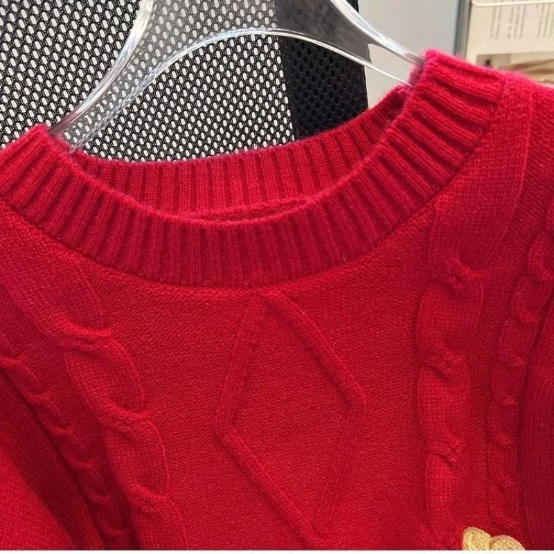 Vrouwen Lange Mouw O-hals Trui Dame Herfst Winter Gebreide Trui Mode Joker Gebreide Tops 2025, Nieuwe Kleding Vrouwelijke