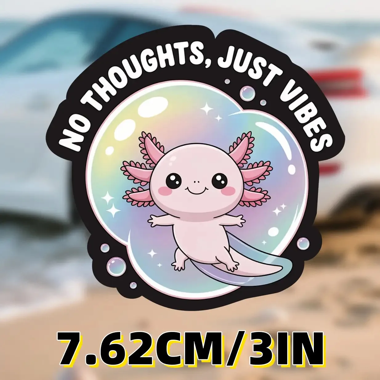 3PCS 자동차 오토바이 '사고 없이, 진동만' 아홀로틀 스티커, 사랑스러운 만화 데칼, 독특한 자동차 모토 스타일링 액세서리