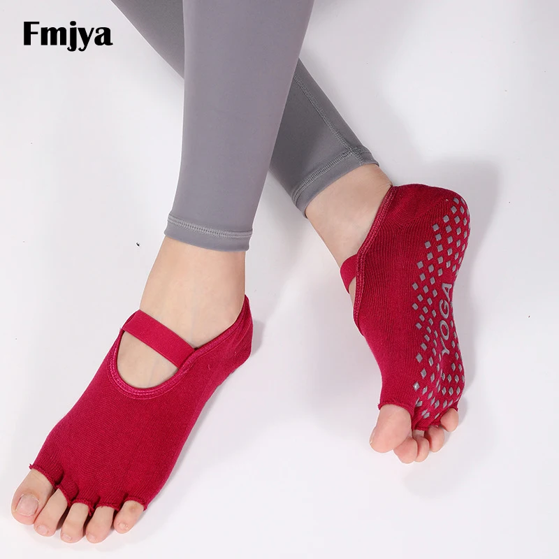 

Носки для йоги с пятью пальцами, нескользящие эластичные ремни, танцевальные тренировки, пилатес, Pure Barre, балетные носки для тренировки босиком, носки для тренажерного зала