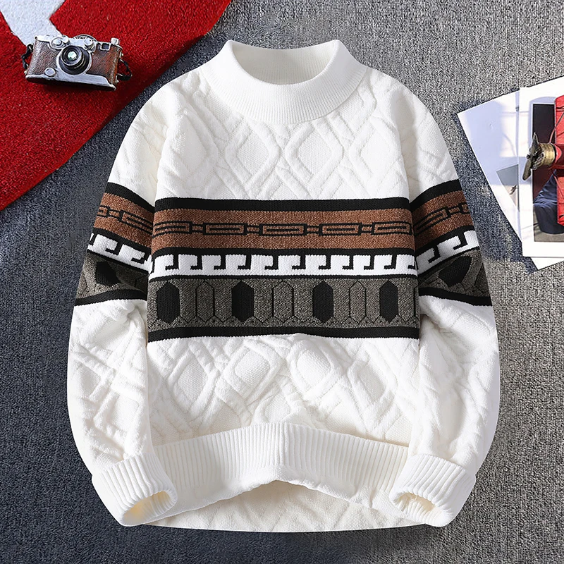 

Men's Faionable Thi Warm Knitted Sweater Autumn Winter Casual Sle Teenager Flower Pattern Base irt Trendy Student Coo...