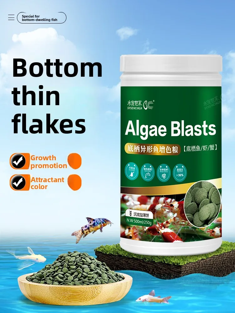 

SYSENCIAGA Pleco & Bottom Feeder Food, Sinking Wafers - for Catfish, Loaches, Shrimp, Algae Eaters, Corydoras, Sucker Fish