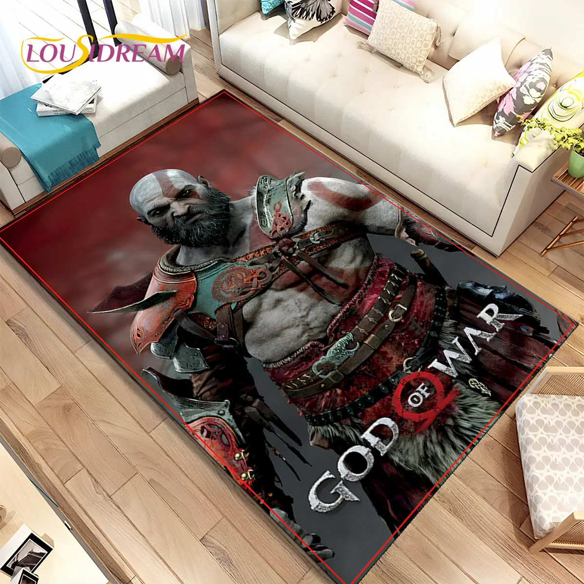 God of War Game Gamers Kratos  Area Rug,Carpet Rug for Living Room Bedroom Sofa Doormat Decoration, Kids Play Non-slip Floor Mat