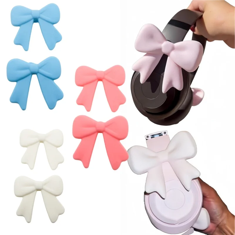 2-Pack Silicone Bow Earphone Clips Cute Soft Universal Accessory Stylish Decoration for Streamers Gaming Girls Esports Enthusias