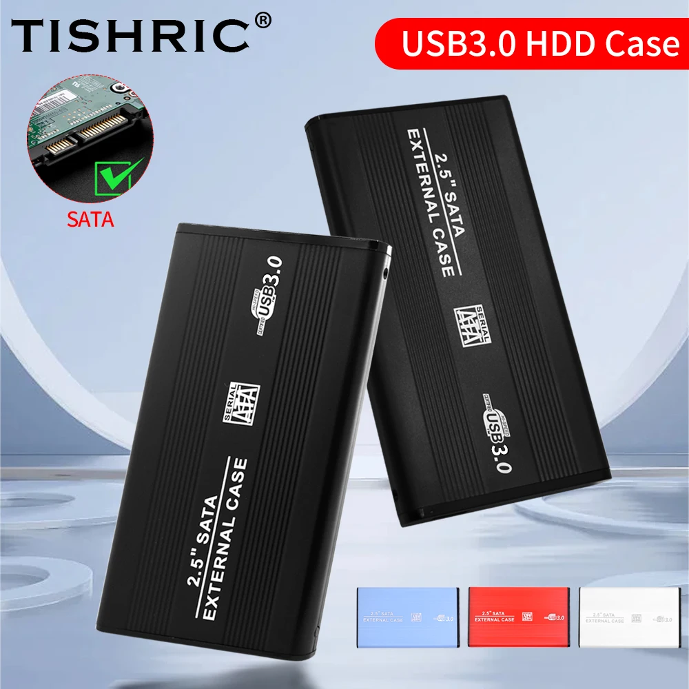 

TISHRIC Plastic 2.5 inch SATA HDD Enclosure External SATA SSD Hard Drive Box Sata to USB 3.0 2.0 Adapter HDD Case Support 10TB