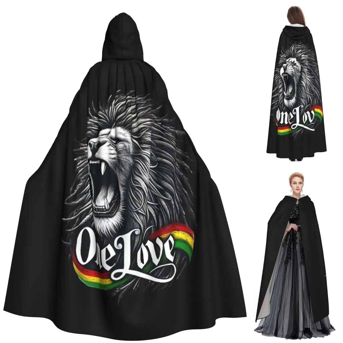 

Rastafarian Amaiquina Reggae Rasta Lion Street Skullies Long Hooded Cloak Witch Medieval Costume Cosplay Cape HalloweenParty