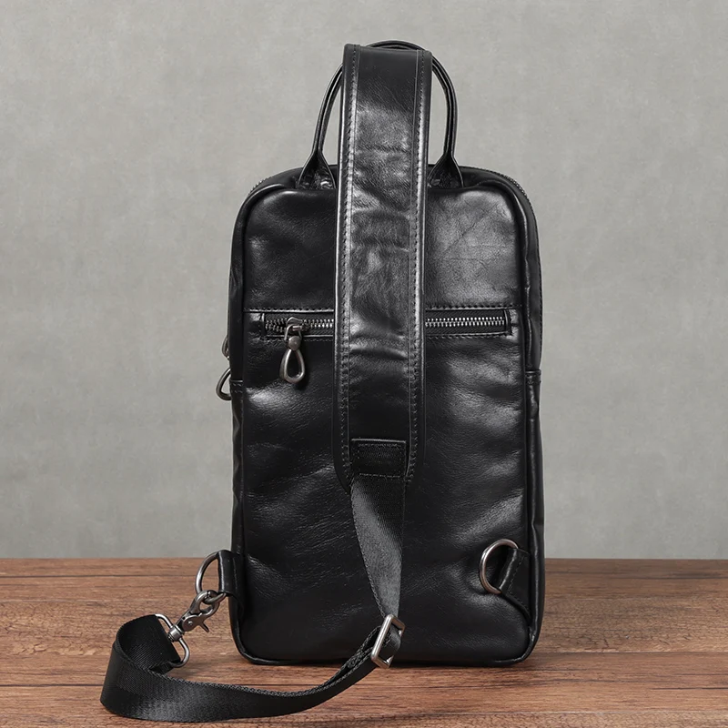 Large Capacity Men Chest Bag Genuine Leather Multifunction Shoulder Bags Messenger Chest Sling Crossbody Bags Travel Bag For Me
