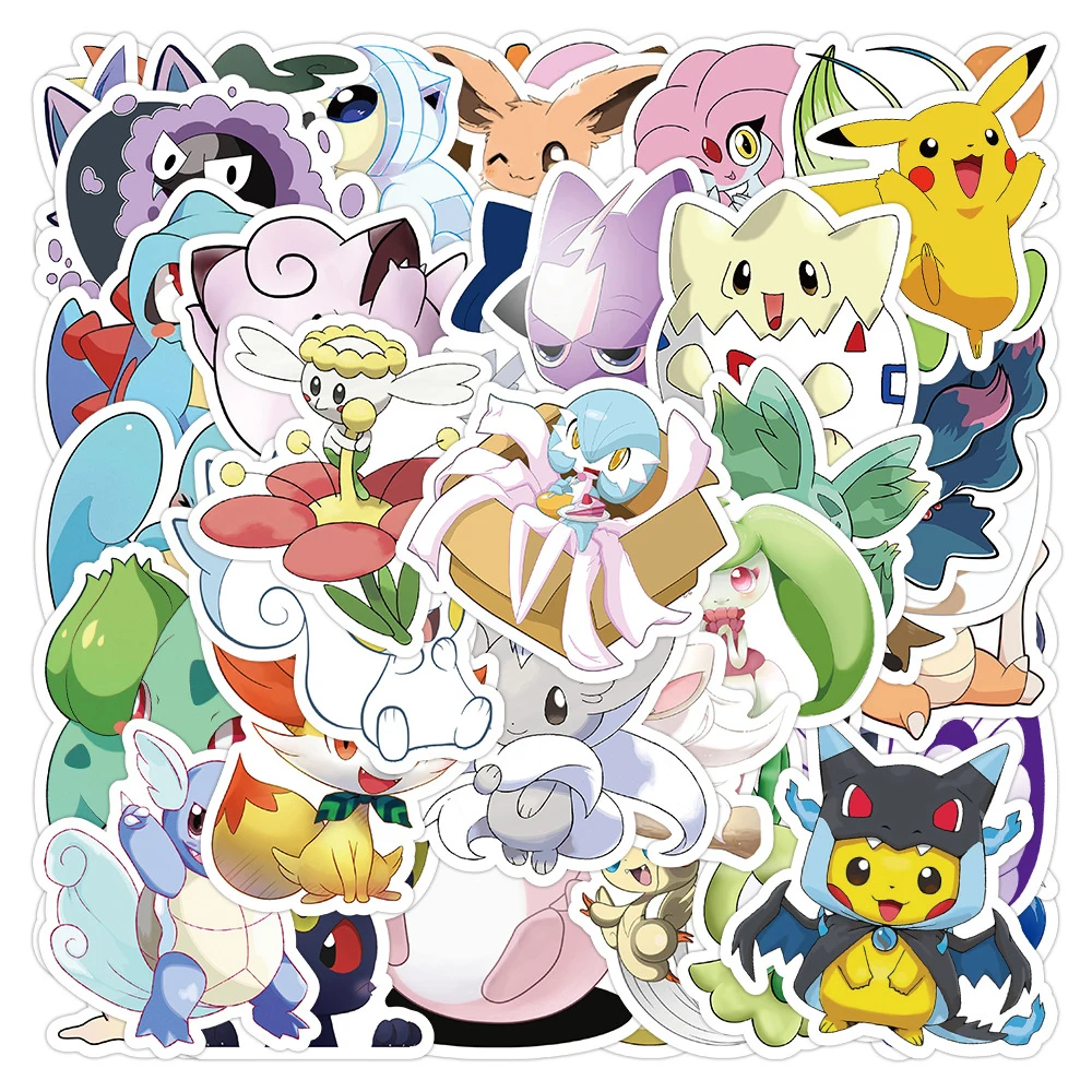 

10/30/50/100pcs Cute Anime Pokemon Stickers Waterproof Decals Skateboard Laptop Motorcycle Car Fridge Kids Cartoon Sticker Toys