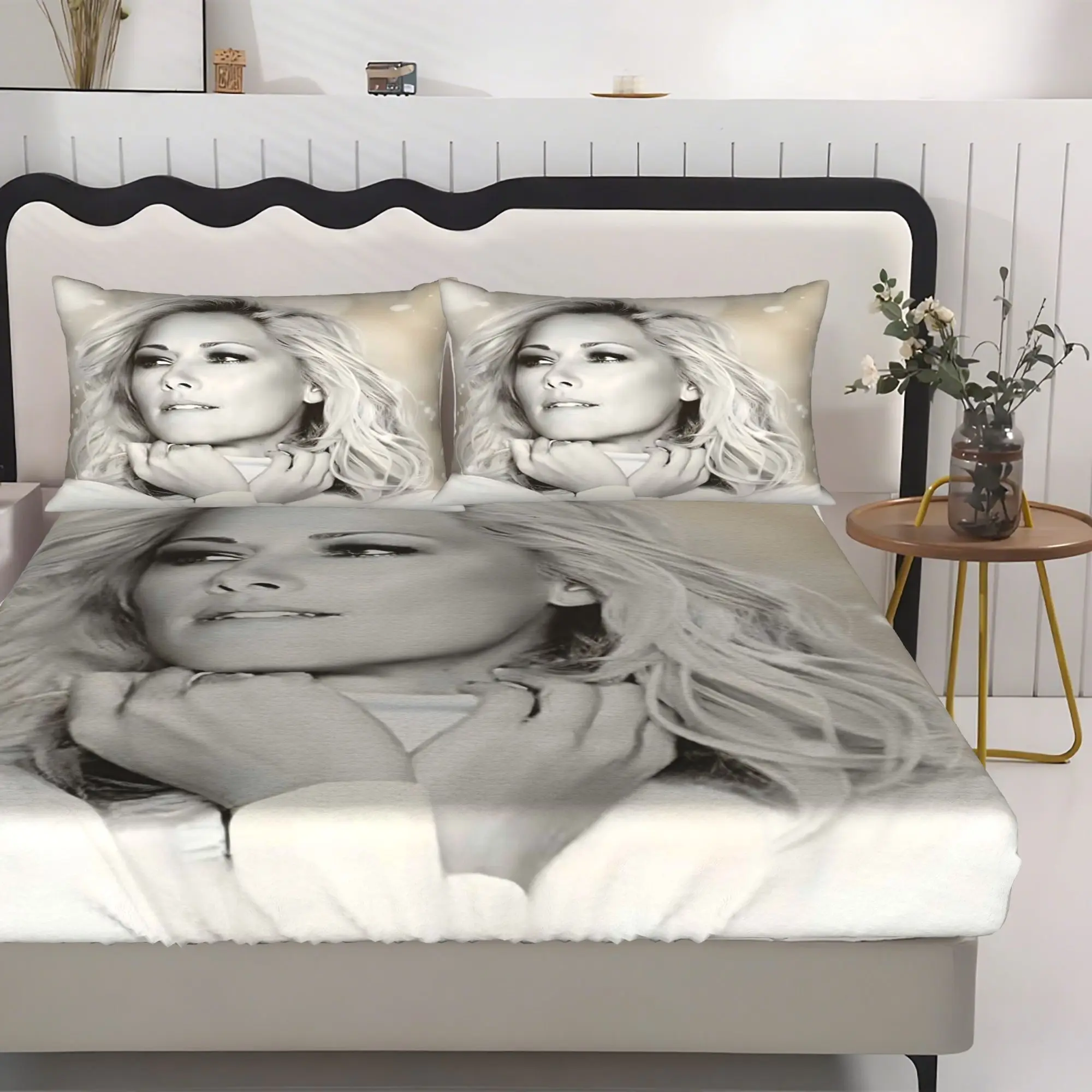 Customize The H-HELENE-FISCHER Modern Fitted Sheet Set of Three Offers a Unified Aesthetic for Your Bedroom, Perfect for Both Su