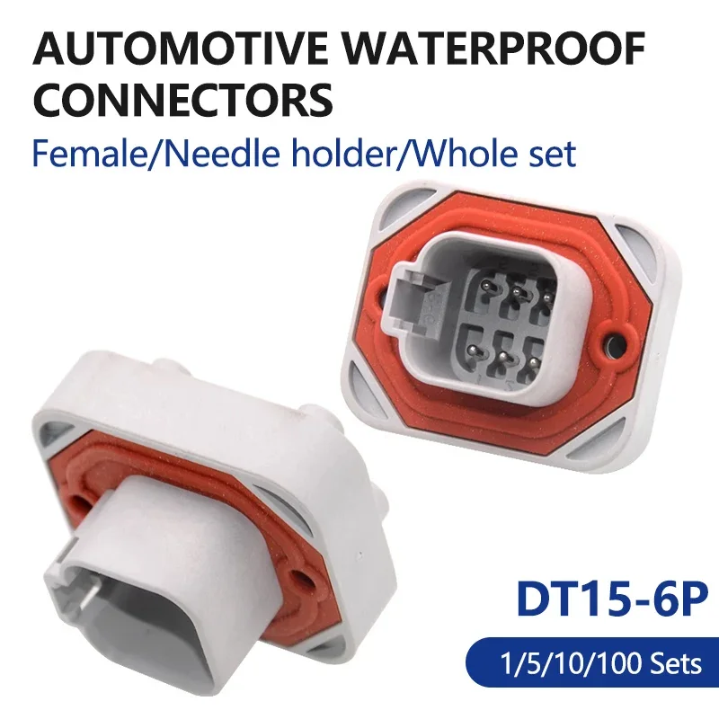 

DT15-6P 6-hole DTtype PCB needle socket plug car waterproof connector male and female docking terminal DT06-6S