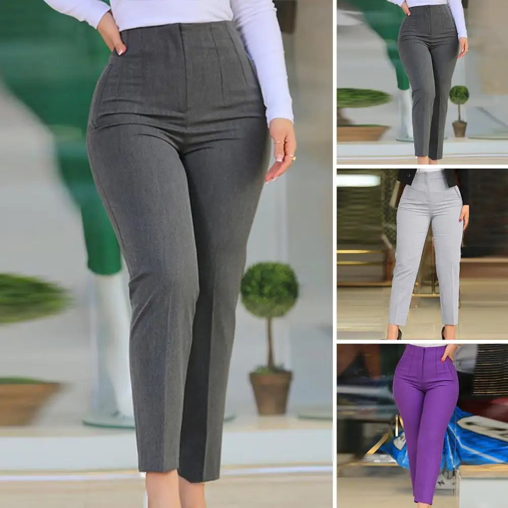 

Office Pants Anti-pilling Straight Leg Business Long Trousers Ninth-Length Anti-Shrink Women Trousers Female Clothing