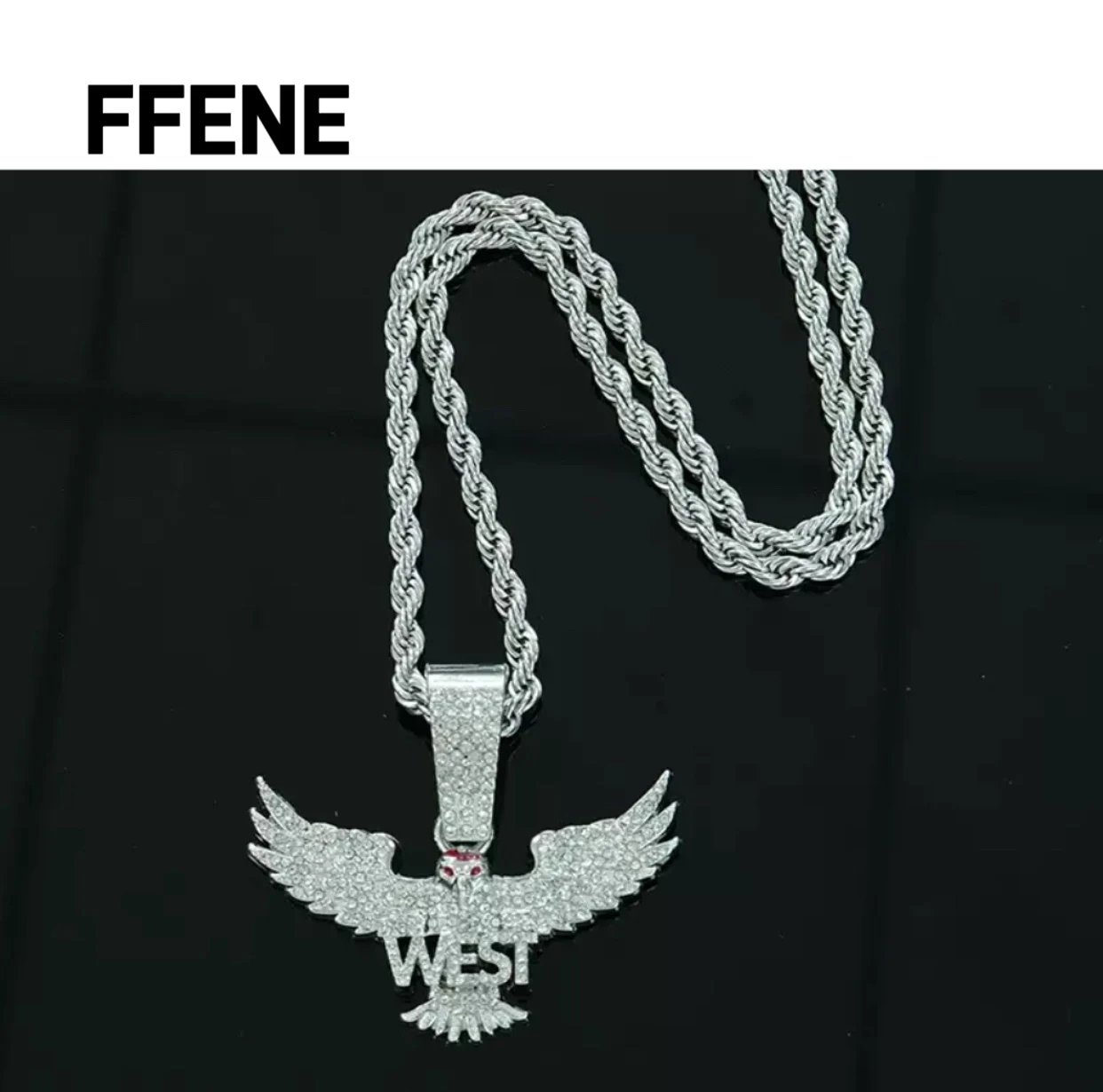 

High-end feeling hip-hop men's and women's bold flying owl necklace set fashionable accessories