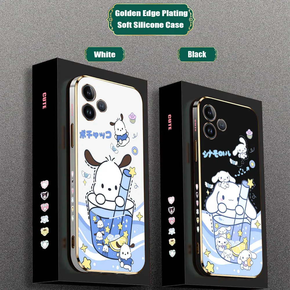 Cute Pochacco Cinnamoroll Cartoon Case For infinix Tecno Camon 30 20 19 18 Spark 10 8 7 6 Poca 6 5 Zero 30 20 Pro Plating Cover