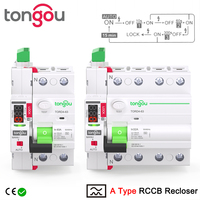 TONGOU 2P 4P Type A RCD RCCB LED Auto Recloser Modular Safety Switch 6KA 16A/63A 30mA 230V 400V leakage Circuit Breaker