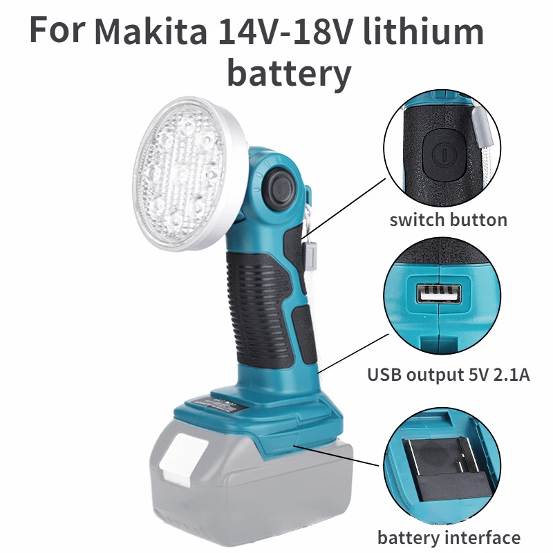 Luz led para makita milwaukee bosch dewalt ryobi craftsman preto & decker 14.4v-18v bateria de lítio lanterna iluminação da lâmpada