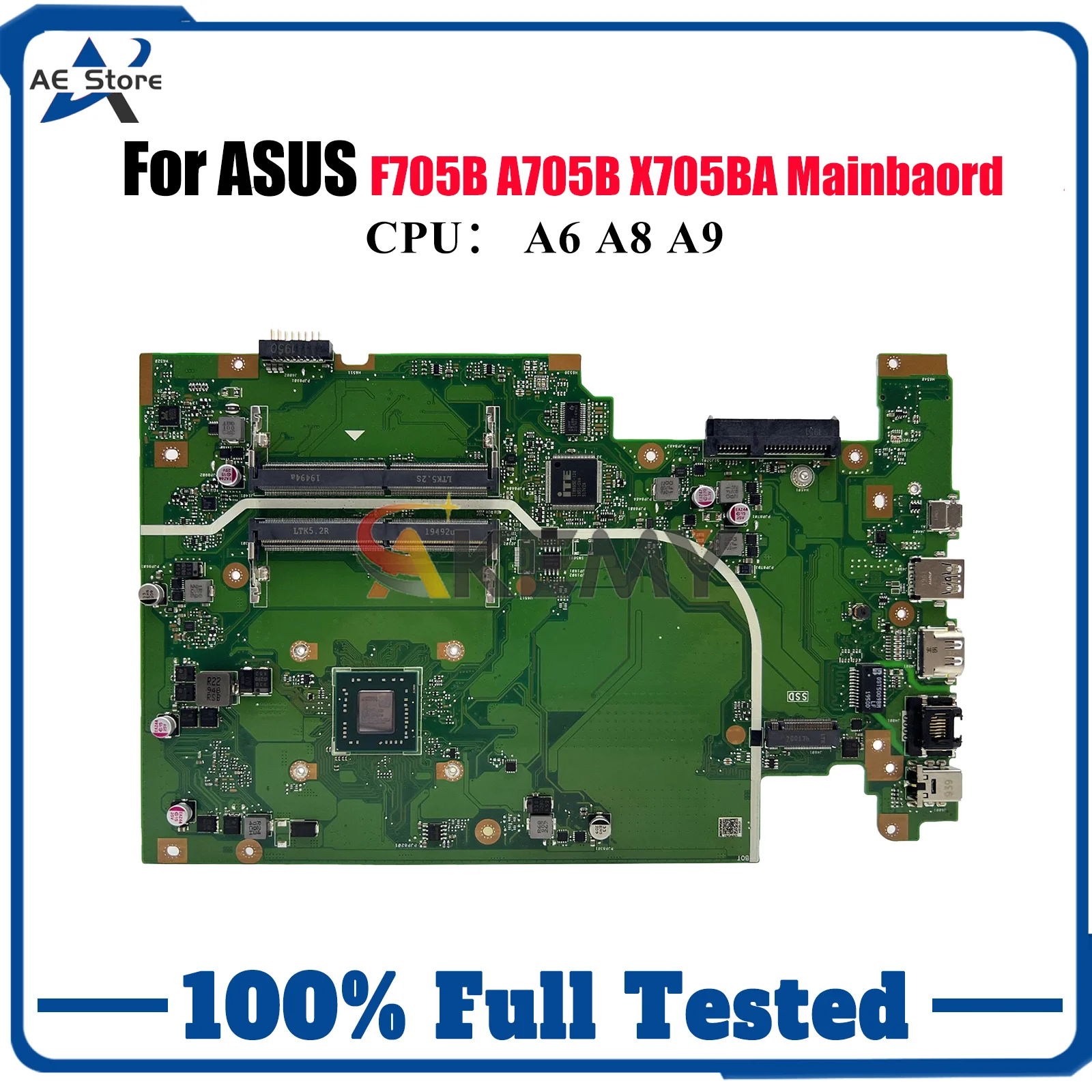 

X705BA Laptop Motherboard For ASUS VivoBook X705B X705BA A705B F705B Notebook Mainboard With A6 A8 A9 CPU tests OK fast shipping