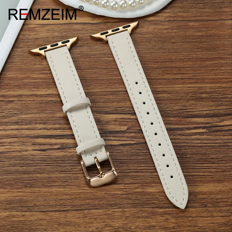 حزام ساعة نحيف بتصميم بسيط لساعة أبل 38/40/41/42/44/45/46/49 ملم حزام جلدي لساعة Iwatch 1-10 SE Ultra 2 الذكية