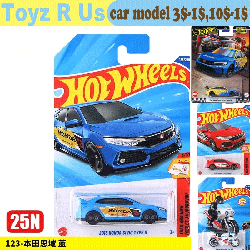 Coche Hot Wheels Original Honda Civic tipo R, juguetes para niños, vehículo fundido a presión, modelo de aleación, colección de motocicletas, regalo C4982/2025N, 1/64