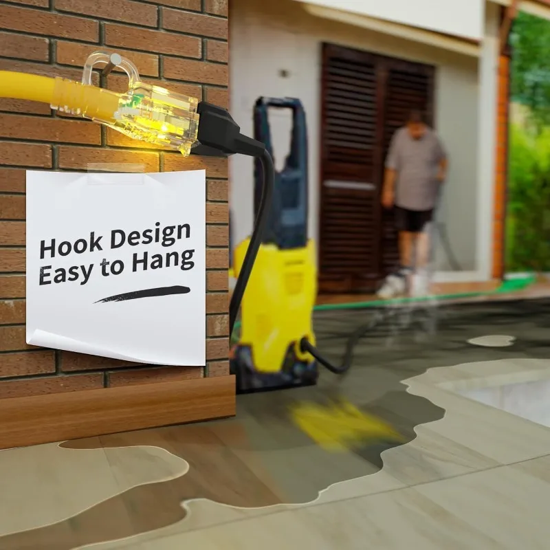 سلك تمديد خارجي 200 قدم 12/3 مقاوم للماء شديد التحمل مع نهاية مضاءة 12 مقياس 3 شقوق، مرن مقاوم للبرودة قوة طويلة C