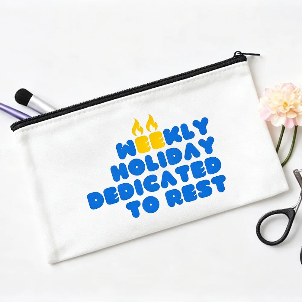 Pochette quotidienne Shabbat Shalom, trousse de maquillage juive, sac de rangement pour friandises, cadeau pour femme, trousse de toilette de voyage, Rosh Hashanah, Hanouka, Pessa'h