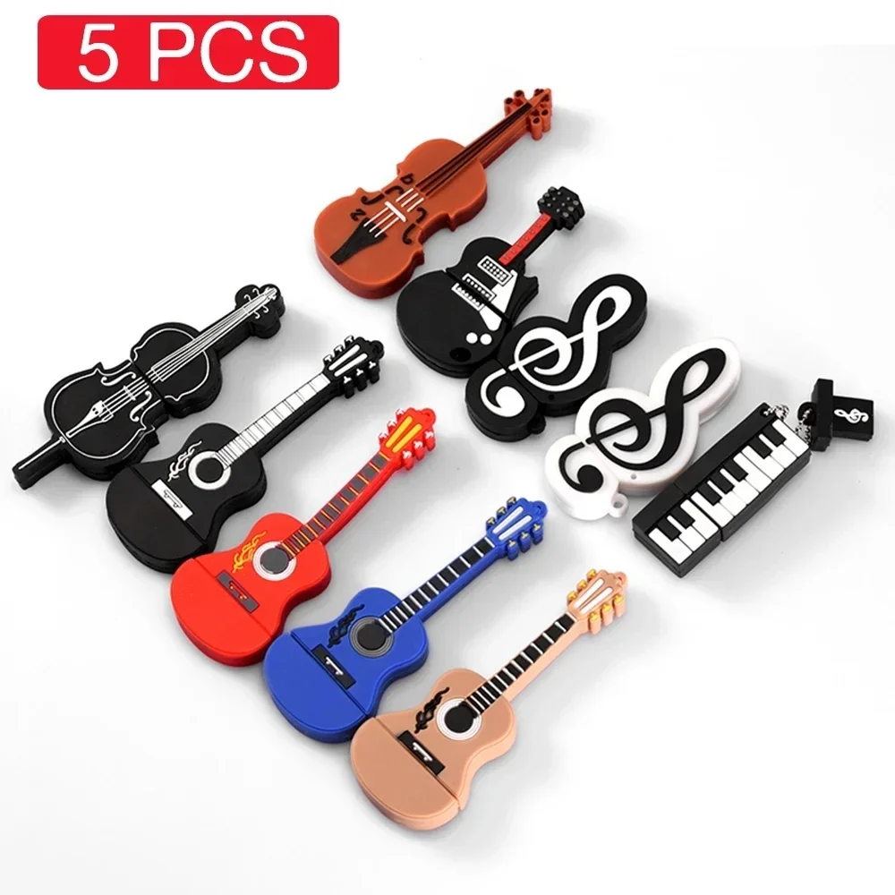 JASTER 5 PCS LOT Music Model USB flash drive 128GB Guitar Pen drive Violin Pen drive Cello Memory stick Beth Free key chain 64GB