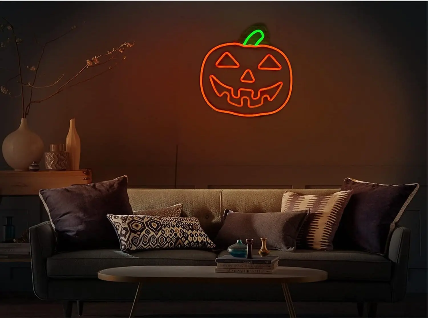 Halloween Pumpkin Neon LED Signs, Neon Light Sign, Luz de parede, Decoração para quarto, Sala de estar