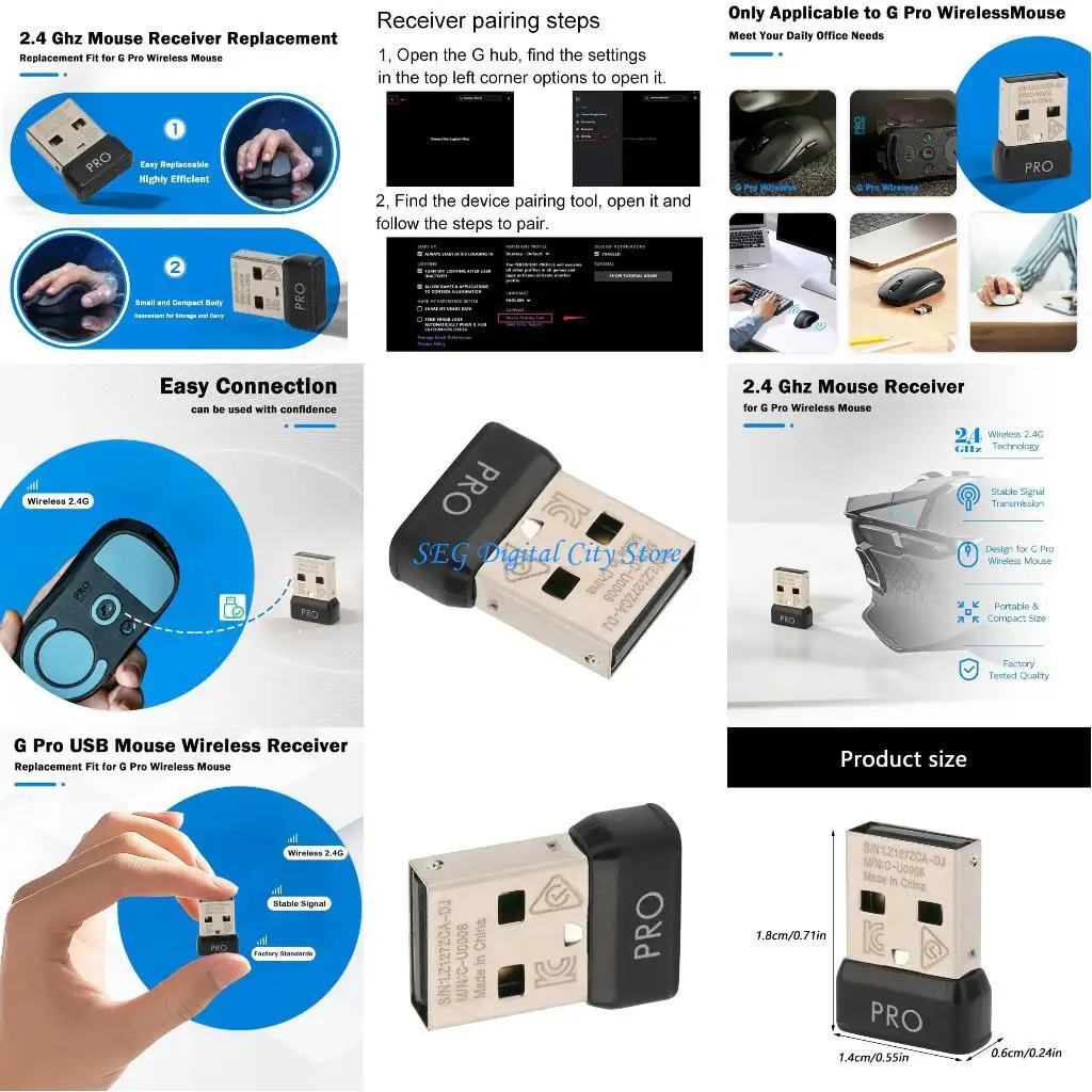 

U75B USB Mouse Receiver For G ProLightspeed Mouse Quick Installation Durability Construction Stable Transmission
