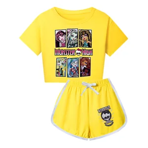 تي شيرت قصير الأكمام وسراويل للفتيات تصميم الوحش قصير الأكمام أعلى دمية الكرتون دراكولورا زي بيع كبير أفضل 12 ملابس دراكولورا عالية الوحش مبيعا - رقم 12