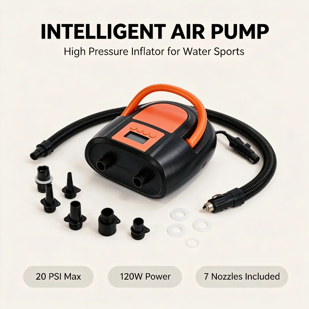 1pc Smart Car Electric Air Pump Portable High-Pressure Inflatable Rafts Rafts Paddle Boards EquipmentWater Sports Accessory