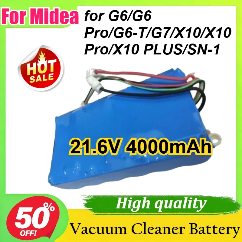

21.6V 4000mAh For Midea G6/G6 Pro/G6-T/G7/X10/X10 Pro/X10 PLUS/SN-1 Floor Scrubber Replacement Battery