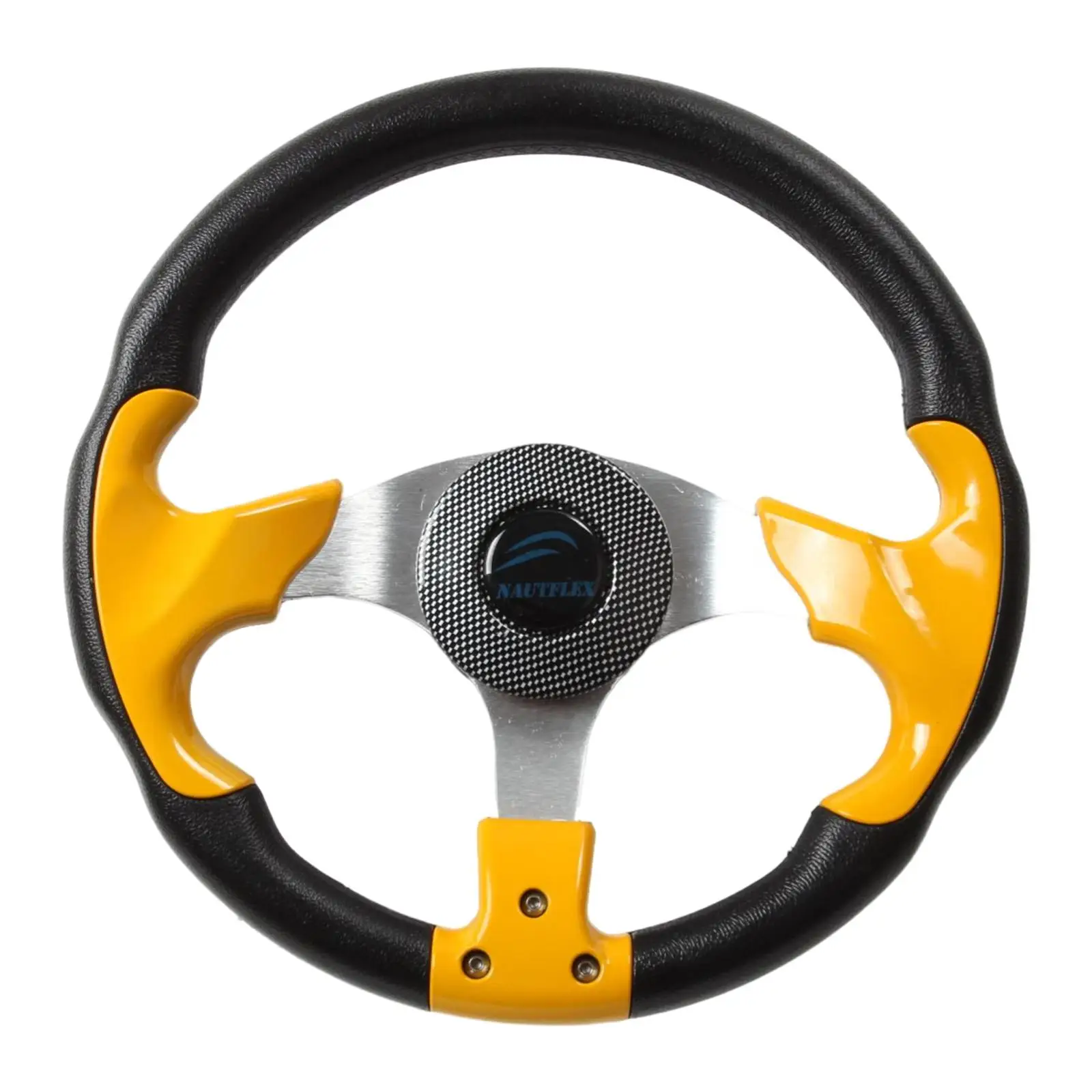 

Universal Marine Boat Steering Wheel 320mm Aluminum Alloy Yellow PU Foam Grip for Ocean Pontoon Vessel