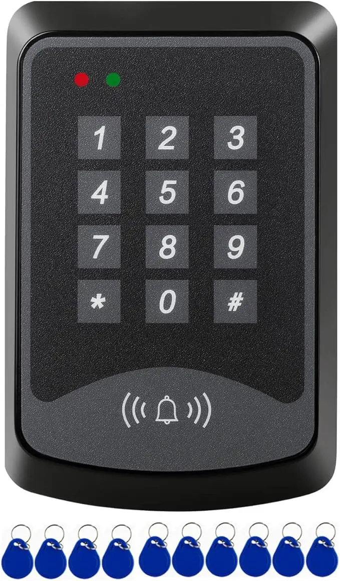 

125KHZ RFID ID Cards Keypad Panel for Door Access Control Support 1000 Card Users + 10pcs ID Keyfobs