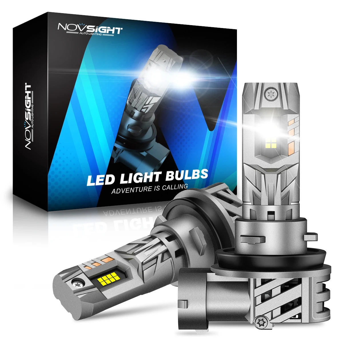 

Мини-беспроводная связь серии NOVSIGHT N63 | H7 H11 H8 H9 H16 Светодиодные лампы Оригинальный мини-размер Plug N Play 90 Вт 20000LM 6500K Белый | 2 лампочки