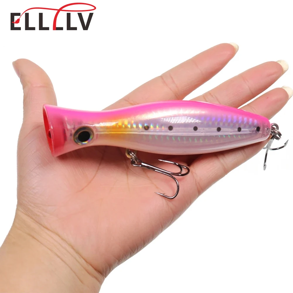 4 Colors 12.5cm/ 41g Sea Fishing Big Popper Floatable Lures Topwater Trolling Wobblers Artificial Hard Bait for Bass Pike