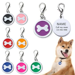 Placa de identificación antipérdida para perros, colgante de Metal con forma de hueso redondo, etiqueta de Color, accesorios para Collar de mascotas, suministros para mascotas