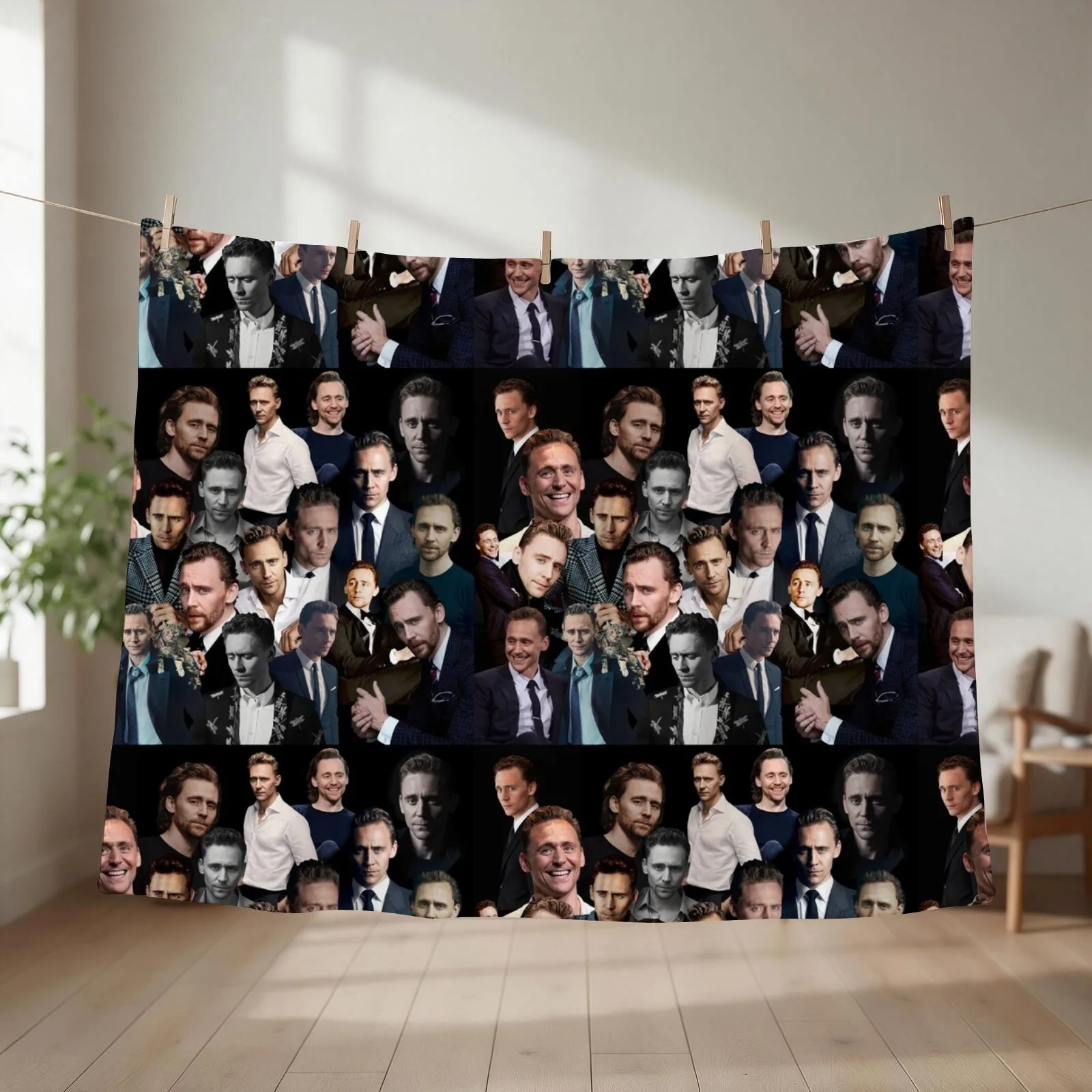 Tom Hiddleston Sexy Collage Throw Blanket couch cozy soft plush fuzzy picnic outdoor blanket