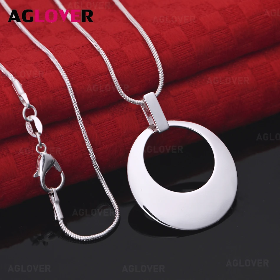 

AGLOVER 925 Sterling Silver Silver Polished Sickle Pendant Necklace Fashion Women's Jewelry Christmas Gift Accessories
