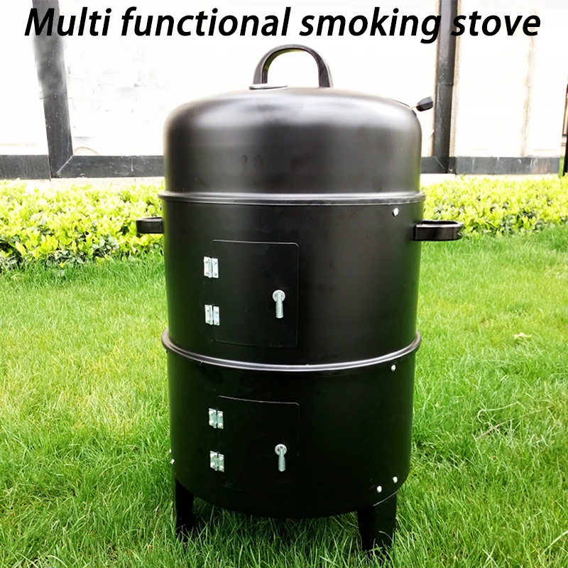 Grill Round Charcoal Stove Outdoor Camping Folding Grill Double Oven