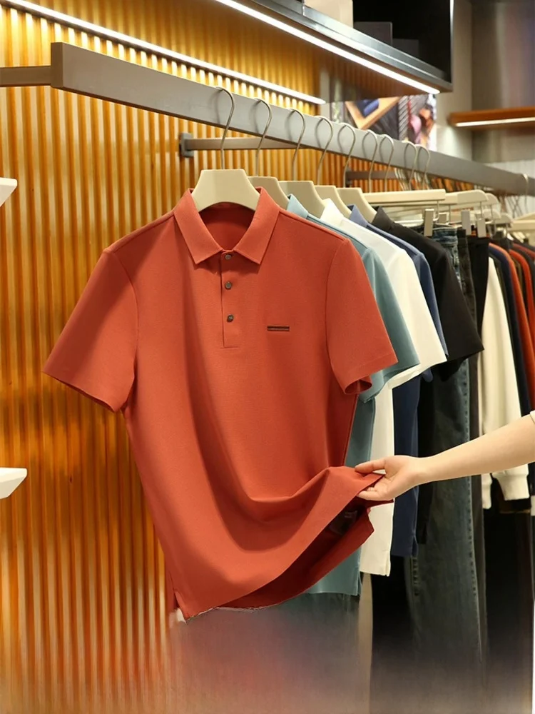 

Italian Luxury Smooth Men's ort Sve irt High End Cool Sensation Elastic Breathable Busin Commuting Adstration