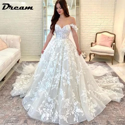 DREAM Customized Princess Boho Wedding Dresses For Women Off the Shoulder Sweetheart Lace Appliques Bridal Gown Ball Gown 2024