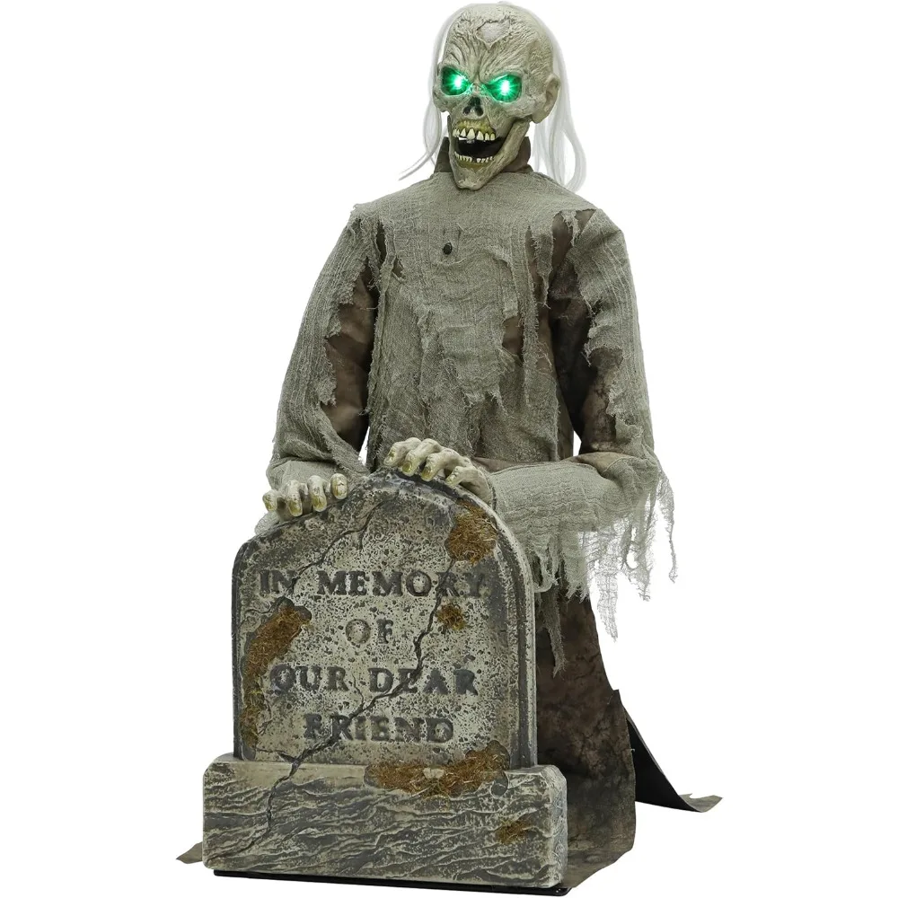 Spirit Halloween 3 Ft. Gravestone Ghoul Animatronic | Decorations | Animated | Halloween Décor