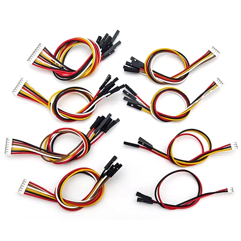 10Pcs HY2.0 to Dupont line electronic wire-2P/3P/4P/5P/6 Pin To 2.54mm Dupont Male/Female Wire Connector Color Cable