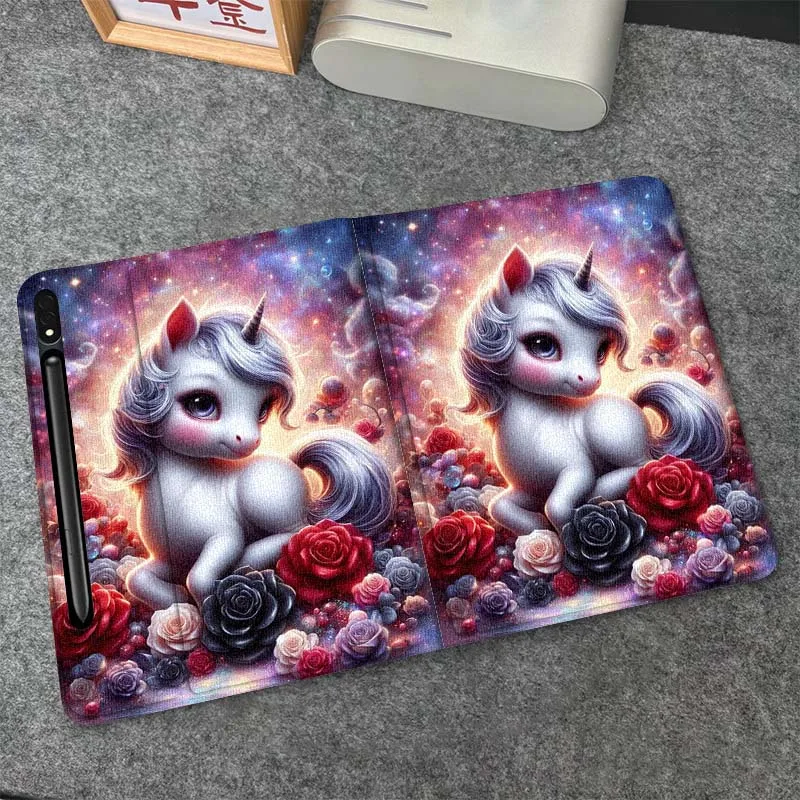 

Cartoon Unicorn Flower Glow For Samsung Galaxy Tab S6 S8 S9 S10 Lite FE 10.4 11 Inch 2022 2024 Tablet Case