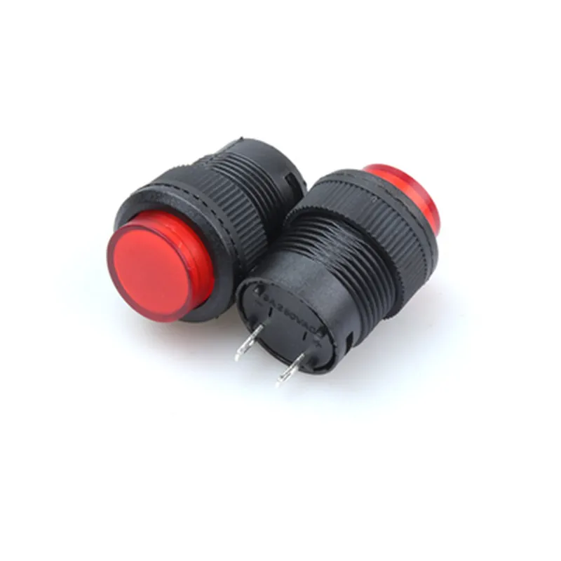 5/10/50 Pcs Red LED 2/4 Terminal Flush Mount SPST Momentary Push Button Switch AC 250V 3A