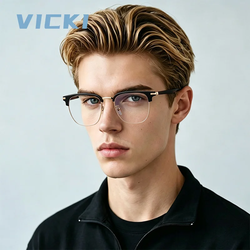 VICKI Simple Business – Lunettes progressives multifocales photochromiques anti-lumière bleue pour hommes avec prescriptions personnalisables LS8802